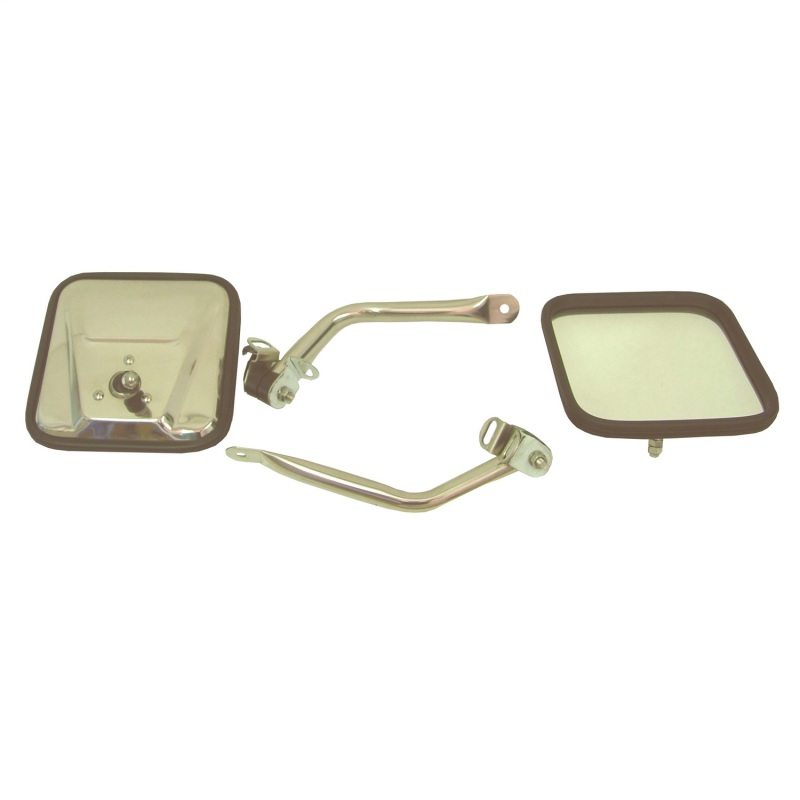 Jeep Wrangler Side Mirror Kit - Rugged Ridge - CJ Style - Stainless Steel - `97-`06